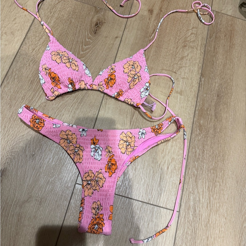 White Fox Boutique Pink Floral Bikini